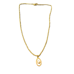 Dior Gold-Tone Oval Logo Pendant Necklace - Vintage